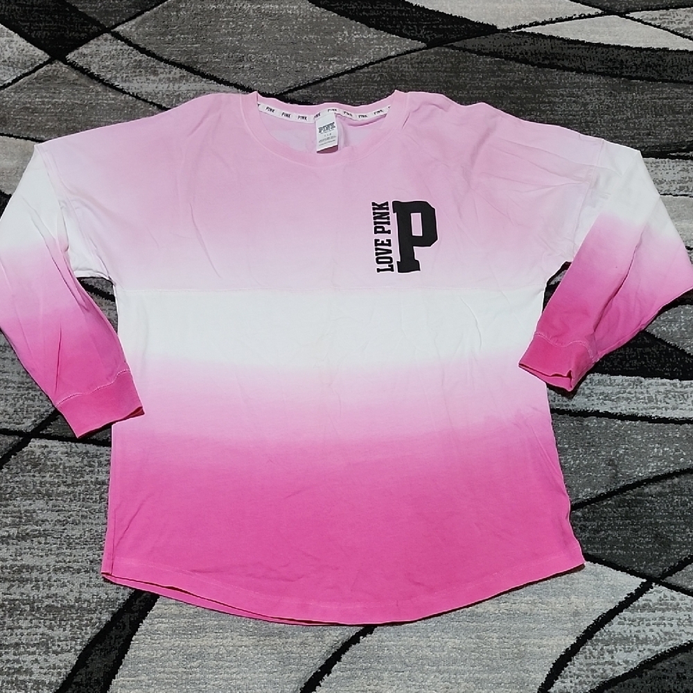 VS PINK 2014 CAMPUS OMBRE CREW-NECK LONG-SLEEVE TOP